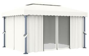 Altana ogrodowa z zasłonami, 4 x 3 m, kremowa, aluminium