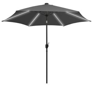Parasol ogrodowy z LED i aluminiowym słupkiem, 300 cm, antracyt