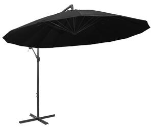 Parasol ogrodowy, wiszący, czarny, 3 m, słupek aluminiowy