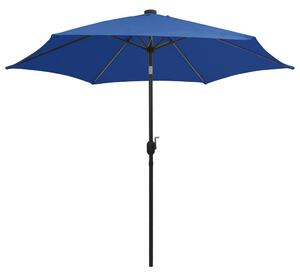 Parasol ogrodowy z LED i aluminiowym słupkiem 300 cm, niebieski