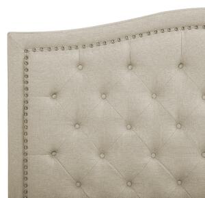 Łóżko tapicerowane beżowe 160 x 200 cm dwuosobowe pikowane wezgłowie poliester Aurel Beliani