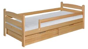 Masseno łóżko dziecięce MARIS 90x200 cm z szufladą i barierką zabezpieczającą, łóżko pojedyncze dla dziewczynek i chłopców Sosna