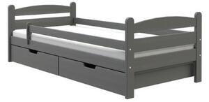 Masseno łóżko dziecięce MARIS 90x200 cm z szufladą i barierką zabezpieczającą, łóżko dla dziewczynek i chłopców Antracyt