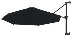 Parasol ścienny na metalowym słupku, 300 cm, czarny