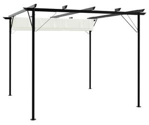 Pergola ze zwijanym dachem, śmietankowa, 3x3 m, stalowa
