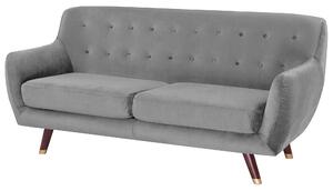 Sofa trzyosobowa kanapa retro pikowana tapicerowana welurowa szara Bodo Beliani