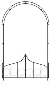 Pergola ogrodowa z furtką, czarna, 138x40x238 cm, żelazna