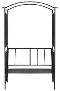 Pergola ogrodowa z ławką, czarna, 128x50x207 cm, żelazna