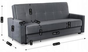 Sofa Kanapa RozkÅadana z FunkcjÄ Spania Wersalka Dwuosobowa Szara ALUNA