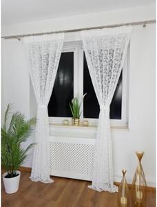 Firana gotowa z markizety 135x250 cm - haft 3D, taÅma marszczÄ ca, tasiemka do kokona, biaÅa