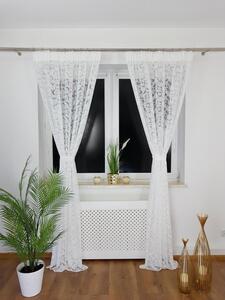 Firana gotowa z markizety 135x250 cm - haft 3D, taÅma marszczÄ ca, tasiemka do kokona, biaÅa