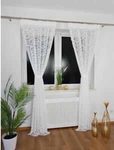 Firana gotowa z markizety 135x250 cm - haft 3D, taÅma marszczÄ ca, tasiemka do kokona, biaÅa