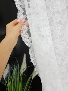 Firana gotowa z markizety 135x250 cm - haft 3D, taÅma marszczÄ ca, tasiemka do kokona, biaÅa