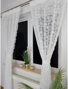 Firana gotowa z markizety 135x250 cm - haft 3D, taÅma marszczÄ ca, tasiemka do kokona, biaÅa