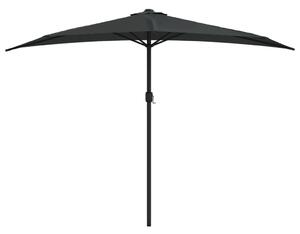 Półparasol balkonowy, aluminiowy słupek, czarny, 300x155x223 cm