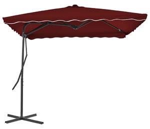 Parasol ogrodowy na stalowym słupku, bordowy, 250x250x230 cm