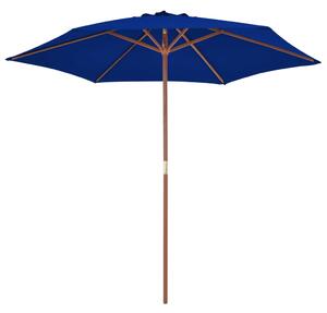 Parasol ogrodowy na drewnianym słupku, niebieski, 270 cm