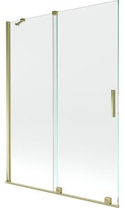 Mexen Velar parawan nawannowy 2-skrzydłowy rozsuwany 130 x 150 cm, transparent, złoty - 896-130-000-01-50