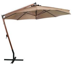 Parasol ogrodowy wiszący, jodłowy słupek, taupe, 3,5x2,9 m