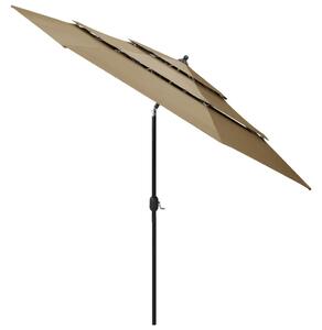 3-poziomowy parasol na aluminiowym słupku, kolor taupe, 3 m