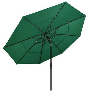3-poziomowy parasol na aluminiowym słupku, zielony, 3,5 m