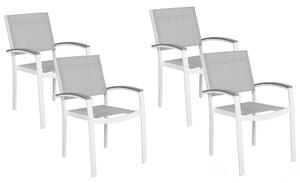 Zestaw 4 krzeseł ogrodowych aluminiowych na taras balkon szary Pereta Beliani