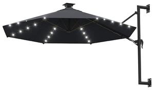 Parasol ogrodowy z LED, ścienny, 300 cm, antracytowy