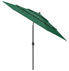 3-poziomowy parasol na aluminiowym słupku, zielony, 3 m