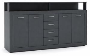 Komoda z Szufladami Do Salonu Przedpokoju Antracyt LUNA 190 cm