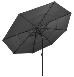 3-poziomowy parasol na aluminiowym słupku, antracytowy, 3,5 m