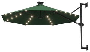 Parasol ogrodowy z LED, ścienny, 300 cm, zielony