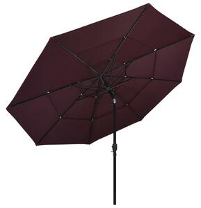 3-poziomowy parasol na aluminiowym słupku, bordowy, 3,5 m