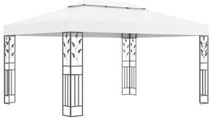 Altana z podwójnym dachem i sznurem lampek LED, 3x4 m, biała