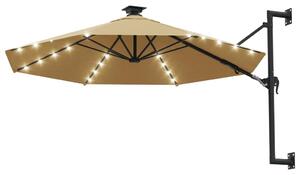 Parasol ogrodowy z LED, ścienny, 300 cm, taupe