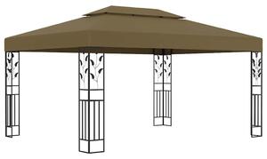 Altana z podwójnym dachem i sznurem lampek LED, 3x4 m, taupe