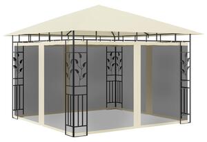 Altana z moskitierą i sznurem lampek LED, 3x3x2,73 cm, kremowa