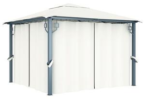 Altana z zasłonami i lampkami LED, 3x3 m, kremowa, aluminium