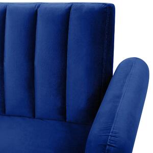 Sofa rozkładana niebieska welurowa funkcja spania drewniane nogi Vimmerby Beliani