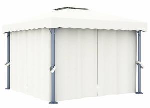 Altana z zasłonami i sznurem lampek LED, 3x3 m, kremowa