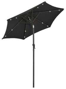 Parasol ogrodowy z LED, czarny, 200x211 cm, aluminium