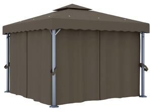 Altana z zasłonami i lampkami LED, 3x3 m, taupe