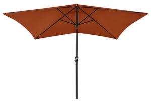 Parasol ogrodowy z LED i stalowym słupkiem, terakota, 2x3 m