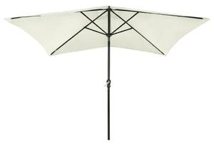 Parasol ogrodowy z LED i stalowym słupkiem, piaskowy, 2x3 m