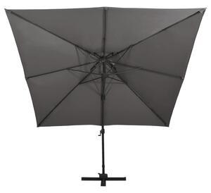 Parasol wiszący z podwójną czaszą, 300x300 cm, antracytowy