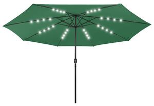 Parasol ogrodowy z LED, 400 cm, zielony