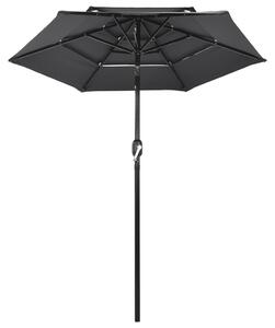 3-poziomowy parasol na aluminiowym słupku, antracytowy, 2 m