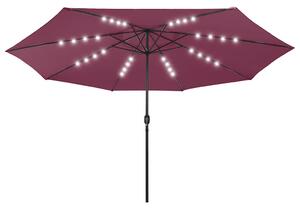 Parasol ogrodowy z LED, 400 cm, bordowy