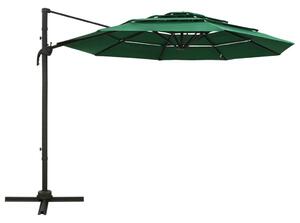4-poziomowy parasol na aluminiowym słupku, zielony, 3x3 m