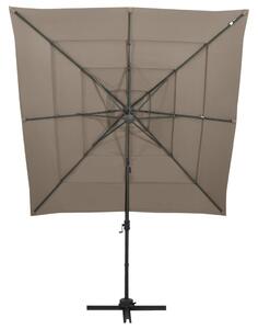 4-poziomowy parasol na aluminiowym słupku, taupe, 250x250 cm
