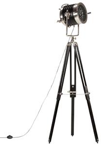Lampa podłogowa na trójnogu, czarna, lite drewno mango, 171 cm